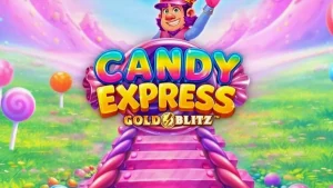 Candy Express Gold Blitz slot machine interface with candy theme